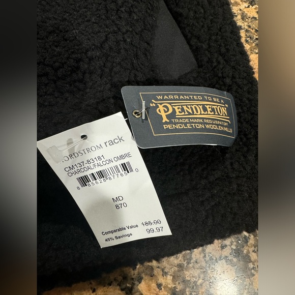 Pendleton Livingston Wool Faux Shearling Fleece Zip Jacket Charcoal - Picture 3 of 5